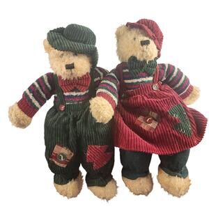 VTG TB Trading Company Mr. & Mrs. Christmas Teddy Bear Weighted Plush